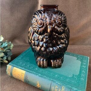 Vintage Amber Glass Owl Bank